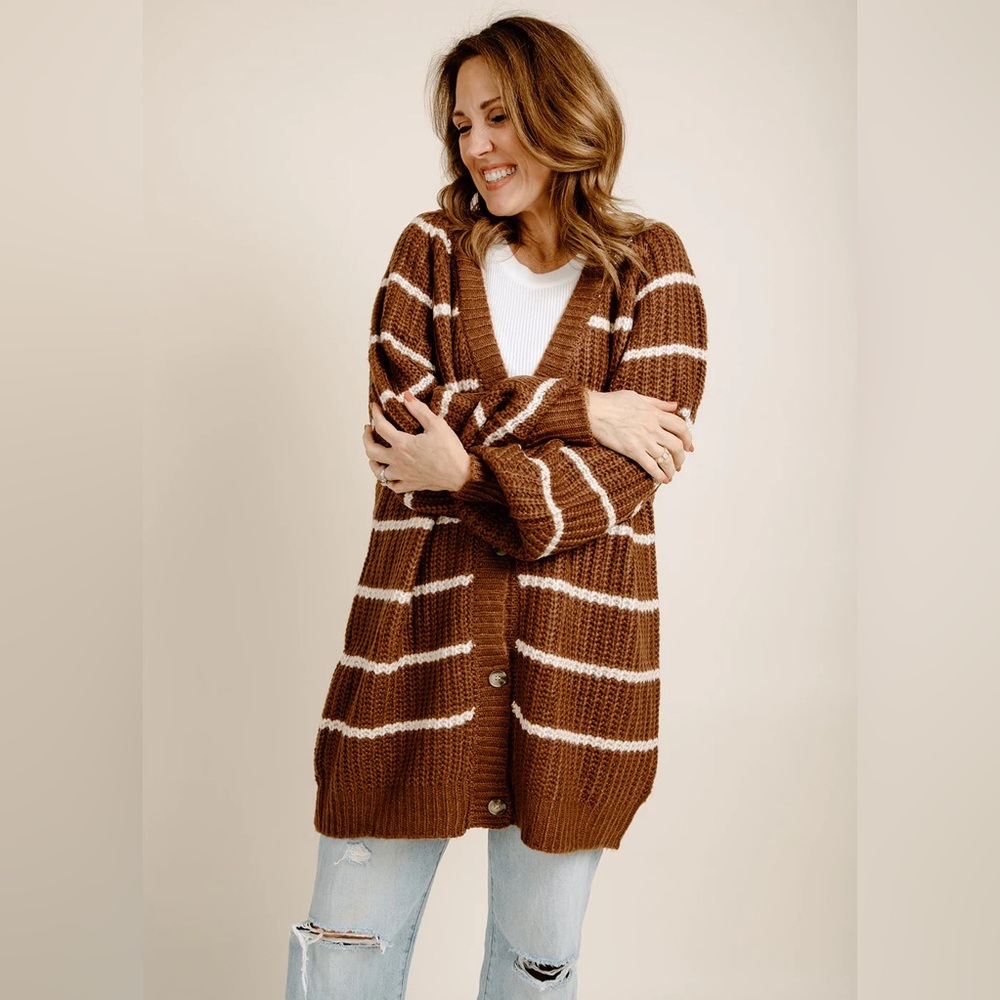 Brown Striped Cardigan NWT